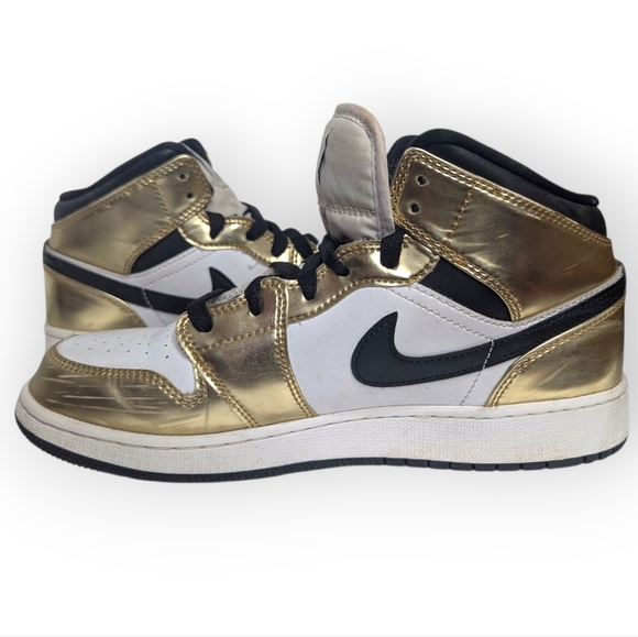 Nike Air Jordan 1  Sneakers Mid SE Metallic Gold GS DC1420-700 Size 6Y/US - Picture 5 of 12